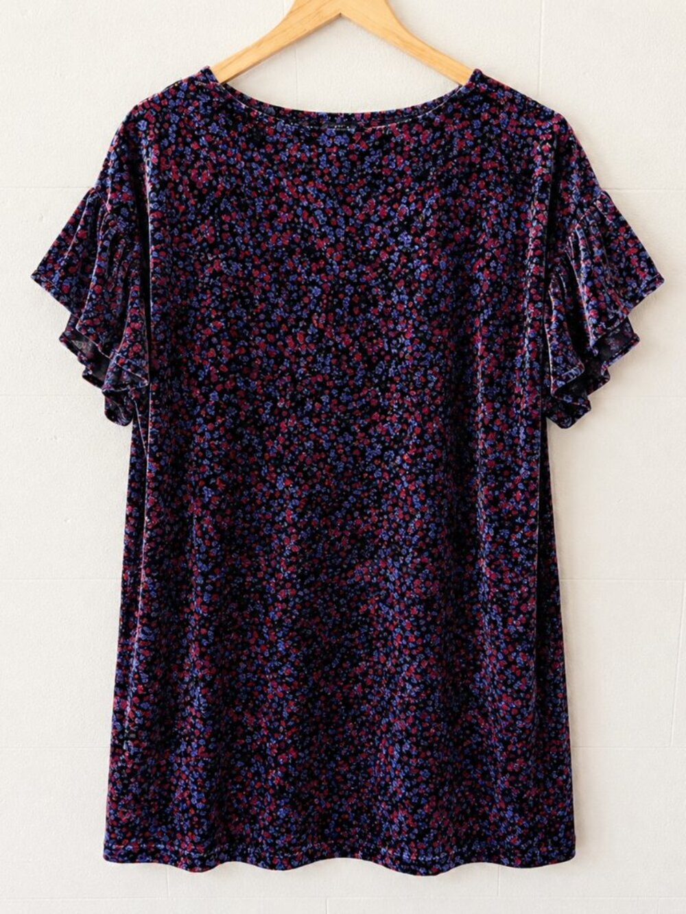 GAP | Romantic Velour Velvet Flutter Sleeve Micro Floral Mini Dress | Size Small